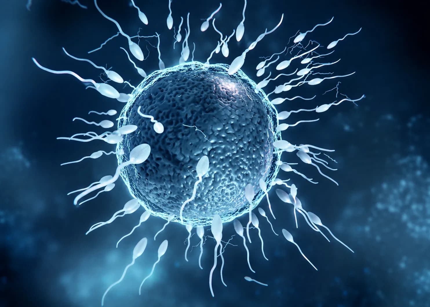 Óvulo e espermatozoides em microscopia
