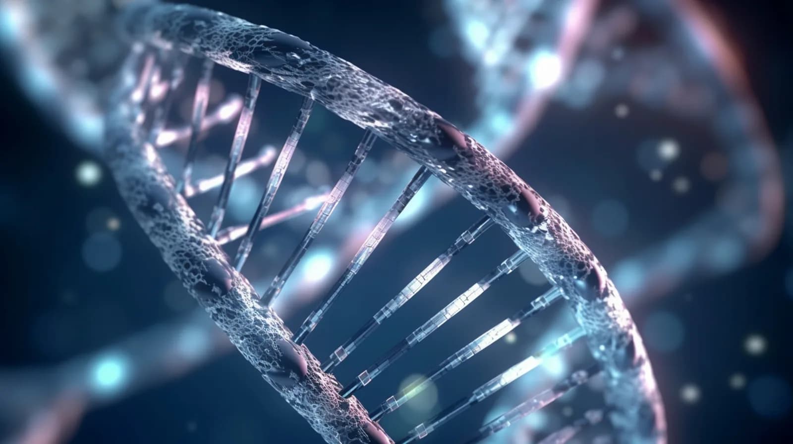 Hélice de DNA iluminada em azul